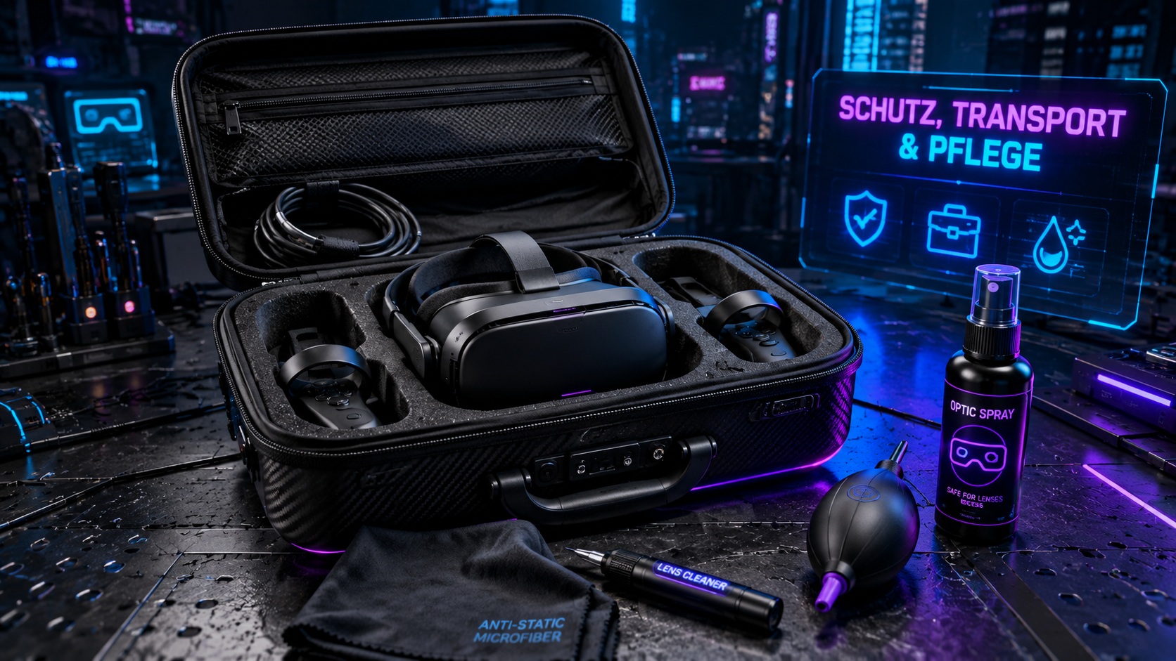 NEUROVERSE Schutz, Transportkoffer und Pflege-Kits